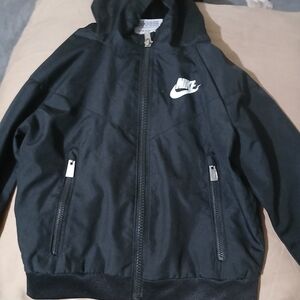 Nike Black Hooded Zip Jacket with White Logo